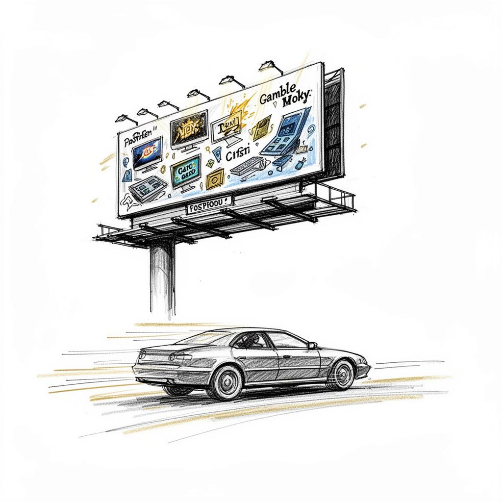 Cluttered digital billboard sketch